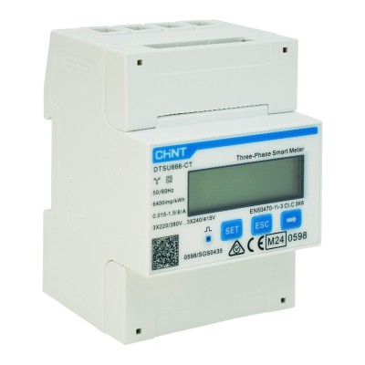 Contor de energie CHINT trifazat, cu transformatoare de curent, Modbus RS485, DTSU666-CT