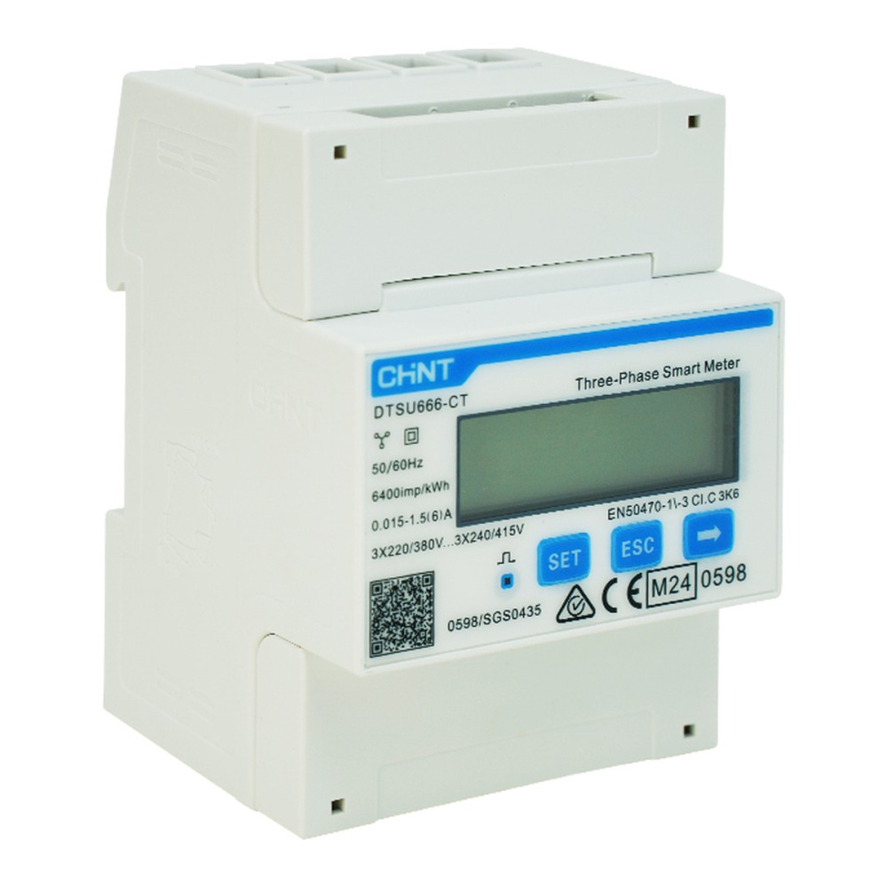 Contor de energie CHINT trifazat, cu transformatoare de curent, Modbus RS485, DTSU666-CT