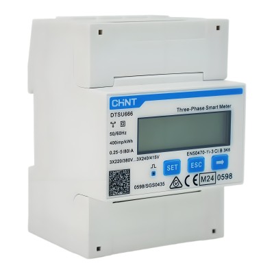 Contor de energie CHINT trifazat, citire directă 80 A, Modbus RS485, DTSU666