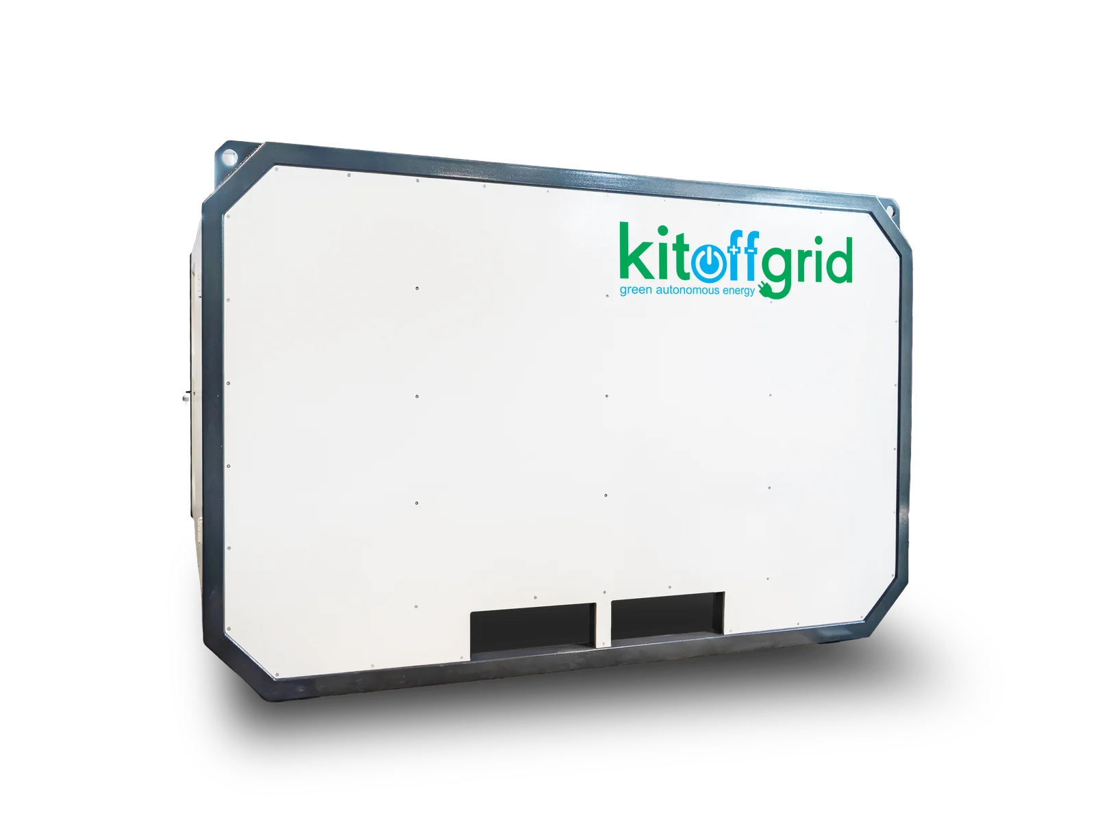 Container fotovoltaic off-grid, panoul lateral cu sigla kitoffgrid